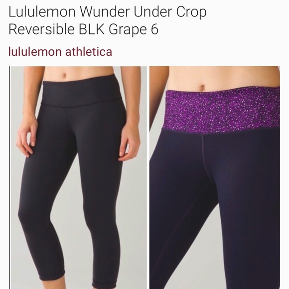 - Lululemon wunder under crop reversible black grape legging - Picture 1 of 8